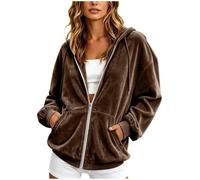 Zuoyue - Sudadera con capucha para mujer, informal, de manga larga, para mujer, con bolsillos para diario, descanso, movimiento y citas, Brun-a, XL