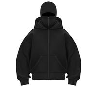 Zuoyue Sudadera para Hombre con Capucha y Pasamontañas Sudadera Deportiva Running Unisex Invierno Media Cremallera Bolsillo Chaqueta para El Día a Día, Ciclismo y Motociclismo