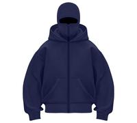Zuoyue Sudadera para Hombre con Capucha y Pasamontañas Sudadera Deportiva Running Unisex Invierno Media Cremallera Bolsillo Chaqueta para El Día a Día, Ciclismo y Motociclismo