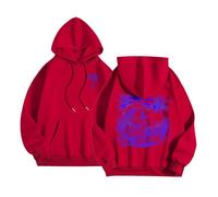 Zuoyue Sudaderas con capucha mujer Sportswear con bolsillos de manga larga gran tamaño sudadera con capucha mujer sudaderas deporte impresión gráfica con capucha mujeres elegante suéter, rojo, M