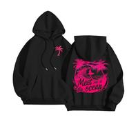 Zuoyue Sudaderas con capucha mujer Sportswear con bolsillos de manga larga gran tamaño sudadera con capucha mujer sudaderas deporte impresión gráfica con capucha mujeres elegante suéter, Le Noir, L