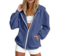 Zuoyue Sudaderas con capucha para mujer, cómoda, de gran tamaño, con capucha, con cremallera, corte extragrande, suave y cómodo, para otoño, invierno, ocio, deporte, relajación y vida cotidiana