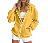 Zuoyue Sudaderas con capucha para mujer, cómoda, de gran tamaño, con capucha, con cremallera, corte extragrande, suave y cómodo, para otoño, invierno, ocio, deporte, relajación y vida cotidiana