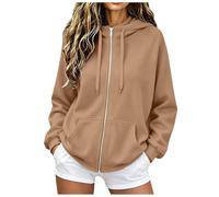 Zuoyue Sudaderas con capucha para mujer Oversize Casual Chaqueta Sudadera, Sudaderas de mujer suelta Casual de manga larga para uso versátil, interior, exterior, fin de semana y salidas, Brun-a, M