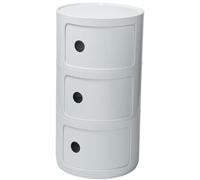 ZUOZHE Mesa de Noche Redonda Vertical con cajones, Muebles de Almacenamiento de 2/3/4 Niveles, Mesa de Noche con Puerta corredera, mesita Decorativa móvil(White,3 Tier)