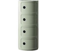 ZUOZHE Mesa de Noche Redonda Vertical con cajones, Muebles de Almacenamiento de 2/3/4 Niveles, Mesa de Noche con Puerta corredera, mesita Decorativa móvil(Matcha Green,4 Tier)
