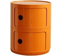 ZUOZHE Mesa de Noche Redonda Vertical con cajones, Muebles de Almacenamiento de 2/3/4 Niveles, Mesa de Noche con Puerta corredera, mesita Decorativa móvil(Orange,2 Tier)