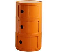 ZUOZHE Mesa de Noche Redonda Vertical con cajones, Muebles de Almacenamiento de 2/3/4 Niveles, Mesa de Noche con Puerta corredera, mesita Decorativa móvil(Orange,3 Tier)