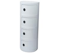 ZUOZHE Mesa de Noche Redonda Vertical con cajones, Muebles de Almacenamiento de 2/3/4 Niveles, Mesa de Noche con Puerta corredera, mesita Decorativa móvil(White,4 Tier)