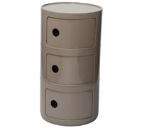ZUOZHE Mesa de Noche Redonda Vertical con cajones, Muebles de Almacenamiento de 2/3/4 Niveles, Mesa de Noche con Puerta corredera, mesita Decorativa móvil(Cumin Color,3 Tier)