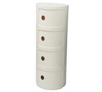 ZUOZHE Mesa de Noche Redonda Vertical con cajones, Muebles de Almacenamiento de 2/3/4 Niveles, Mesa de Noche con Puerta corredera, mesita Decorativa móvil(Off White,4 Tier)