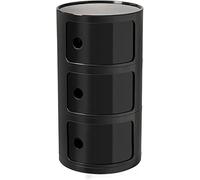 ZUOZHE Mesa de Noche Redonda Vertical con cajones, Muebles de Almacenamiento de 2/3/4 Niveles, Mesa de Noche con Puerta corredera, mesita Decorativa móvil(Black,3 Tier)