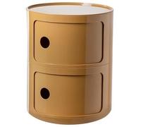 ZUOZHE Mesa de Noche Redonda Vertical con cajones, Muebles de Almacenamiento de 2/3/4 Niveles, Mesa de Noche con Puerta corredera, mesita Decorativa móvil(Teeth Yellow,2 Tier)