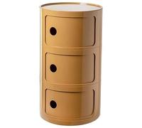 ZUOZHE Mesa de Noche Redonda Vertical con cajones, Muebles de Almacenamiento de 2/3/4 Niveles, Mesa de Noche con Puerta corredera, mesita Decorativa móvil(Teeth Yellow,3 Tier)