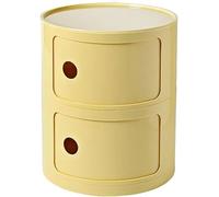 ZUOZHE Mesa de Noche Redonda Vertical con cajones, Muebles de Almacenamiento de 2/3/4 Niveles, Mesa de Noche con Puerta corredera, mesita Decorativa móvil(Yellow-a,2 Tier)