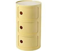ZUOZHE Mesa de Noche Redonda Vertical con cajones, Muebles de Almacenamiento de 2/3/4 Niveles, Mesa de Noche con Puerta corredera, mesita Decorativa móvil(Yellow-a,3 Tier)