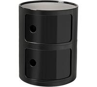 ZUOZHE Mesa de Noche Redonda Vertical con cajones, Muebles de Almacenamiento de 2/3/4 Niveles, Mesa de Noche con Puerta corredera, mesita Decorativa móvil(Black,2 Tier)