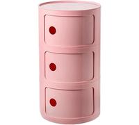 ZUOZHE Mesa de Noche Redonda Vertical con cajones, Muebles de Almacenamiento de 2/3/4 Niveles, Mesa de Noche con Puerta corredera, mesita Decorativa móvil(Pink,3 Tier)