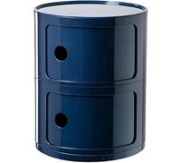 ZUOZHE Mesa de Noche Redonda Vertical con cajones, Muebles de Almacenamiento de 2/3/4 Niveles, Mesa de Noche con Puerta corredera, mesita Decorativa móvil(Dark Blue,2 Tier)