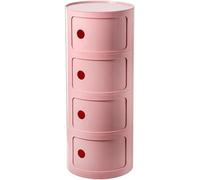 ZUOZHE Mesa de Noche Redonda Vertical con cajones, Muebles de Almacenamiento de 2/3/4 Niveles, Mesa de Noche con Puerta corredera, mesita Decorativa móvil(Pink,4 Tier)