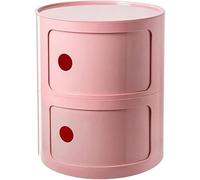 ZUOZHE Mesa de Noche Redonda Vertical con cajones, Muebles de Almacenamiento de 2/3/4 Niveles, Mesa de Noche con Puerta corredera, mesita Decorativa móvil(Pink,2 Tier)