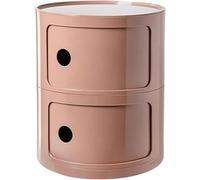 ZUOZHE Mesa de Noche Redonda Vertical con cajones, Muebles de Almacenamiento de 2/3/4 Niveles, Mesa de Noche con Puerta corredera, mesita Decorativa móvil(Dirty Pink,2 Tier)