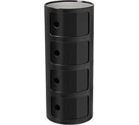 ZUOZHE Mesa de Noche Redonda Vertical con cajones, Muebles de Almacenamiento de 2/3/4 Niveles, Mesa de Noche con Puerta corredera, mesita Decorativa móvil(Black,4 Tier)
