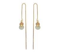 ZUOZUIYQ Pendientes de Cadena Larga de Jade hetiano chapados en Oro de Plata de Ley 925, Pendientes Colgantes de Calabaza de Jade propicios para mamá, Esposa