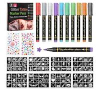 ZUPAPJO 10 Piezas Rotuladores Tatuajes Niños, 8 Tatuaje Stencil, 94 Plantillas de Patrón, para Niñas Niños Halloween Cumpleaños