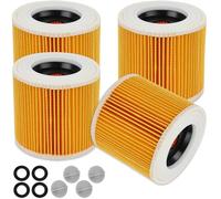 ZUPAPJO 4 Filtro de Cartucho, Filtro Karcher WD3 Compatible con Aspiradoras Kärcher WD3, WD2, WD1, MV3, MV2, A, K, KNT, NT, SE, VC, Reemplaza 6.414-552.0, para 4 Tornillos de Fijación para Alérgicas
