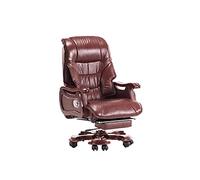 ZURBAQD Boss Office Sillón De Masaje, Sillón Ergonómico De Piel De Vaca, Masaje De 7 Puntos Y Reposapiés Retráctil, Marrón Warm as Ever