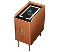 ZURBAQD Dormitorio Smartniture, Mesita de Noche con Luz Táctil Led Mesita de Noche Multifuncional con Estación de Carga Inalámbrica, Mesa Auxiliar Mesita de Noche/Naranja/30 * 40 * 50 Cm Warm as Ever