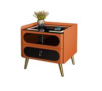 ZURBAQD Mesita De Noche con Estación De Carga, Mesita De Noche con Bloqueo De Contraseña Luces Led, Gabinete De Almacenamiento Muebles De Noche (40 * 50 * 50 Cm)/Naranja Warm as Ever