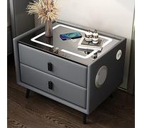 ZURBAQD Mesita de Noche Inteligente con Altavoz Carga Inalámbrica USB, Mesita de Noche Inteligente Multifuncional con Atenuación de 3 Colores para Dormitorio/Gris K/35 * 40 * 46 Cm Warm as Ever