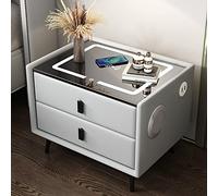 ZURBAQD Mesita De Noche Inteligente con Altavoz Carga Inalámbrica USB, Mesita De Noche Inteligente Multifuncional con Atenuación De 3 Colores para Dormitorio/Luz /35 * 40 * 46 Cm Warm as Ever