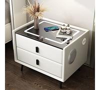 ZURBAQD Mesita de Noche Inteligente con Altavoz Carga Inalámbrica USB, Mesita de Noche Inteligente Multifuncional con Atenuación de 3 Colores para Dormitorio/Bianco/45 * 40 * 46 Cm Warm as Ever
