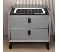 ZURBAQD Mesita de Noche Inteligente con Carga USB Inalámbrica con Cajones Luz de 3 Colores y Cerradura de Huellas Dactilares para Dormitorio y Sala de Estar,E/B Warm as Ever