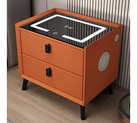 ZURBAQD Mesita De Noche Inteligente con Carga USB Inalámbrica con Cajones Luz De 3 Colores Y Cerradura De Huellas Dactilares para Dormitorio Y Sala De Estar,E/a Warm as Ever