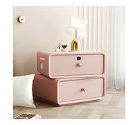 ZURBAQD Mesita de noche Inteligente con estación de Carga, Mesa Auxiliar con cajón, mesita de noche de Madera Maciza, giratoria Superior de 360 °, con Puerto USB, Altavoz BT, Bloqueo de Huellas