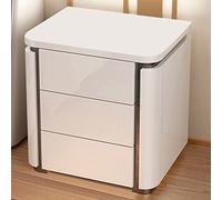 ZURBAQD Mesita de Noche Inteligente con estación de Carga, mesitas de Noche con luz LED, 3 cajones y luz de inducción, mesita de Noche LED, Blanco/Negro Ordinario Warm as Ever