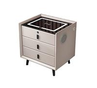ZURBAQD Mesita De Noche Inteligente,Mesita De Noche,Estación De Carga De Mesa Auxiliar con Altavoz BT, Mesa Auxiliar con Luz Led Ajustable,Carga Inalámbrica,Puerto USB,Cajón con Cerradura De Huellas