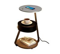 ZURBAQD Mesita de Noche Inteligente para dormitorios, mesita de Noche, Mesa de Centro, Mesa Auxiliar, con Carga inalámbrica, Luces LED Ajustables, cajones y Estante de Almacenamiento