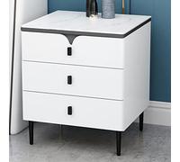 ZURBAQD Mesita de Noche LED Inteligente con estación de Carga Mesita de Noche Mesas auxiliares de 3 cajones Dormitorio con luz LED, USB y luz de inducción/Pizarra Blanca (45) Warm as Ever