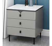 ZURBAQD Mesita de Noche LED Inteligente con estación de Carga, mesita de Noche, mesas auxiliares de 3 cajones, Dormitorio con luz LED, USB y luz de inducción/Pizarra (50) Warm as Ever