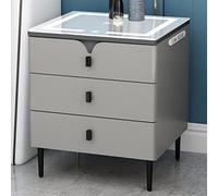 ZURBAQD Mesita de Noche LED Inteligente con estación de Carga, mesita de Noche, mesas auxiliares de 3 cajones, Dormitorio con luz LED, USB y luz de inducción/Inteligente (50) Warm as Ever