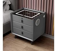 ZURBAQD Mesitas de Noche Inteligentes con estación de Carga inalámbrica, Luces LED Ajustables con gabinete de Altavoz para Dormitorio, Sala de Estar/Gris Warm as Ever