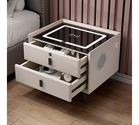 ZURBAQD Mesitas de Noche Inteligentes con estación de Carga y Altavoz para desbloqueo de Huellas Dactilares Mesita de Noche para Oficina en casa, Sala de Estar, Dormitorio/Beige/Derecha Warm as Ever