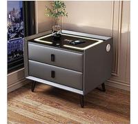 ZURBAQD Mesitas de Noche Mesita de Noche Inteligente con estación de Carga inalámbrica Luz con Sensor LED Mesita de Noche Altavoz Mesita de Noche Cómoda/K Gris Warm as Ever