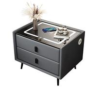 ZURBAQD Pequeña Mesita De Noche Inteligente con Carga Inalámbrica, 2 Cajones De Almacenamiento Mesita De Noche Inteligente para Dormitorio Sala De Estar/K Gris/50 * 40 * 46 Cm Warm as Ever