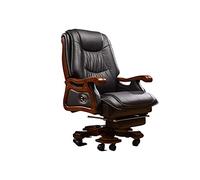 ZURBAQD Silla De Masaje Boss Office, Silla Ergonómica De Piel De Vaca, Masaje De 7 Puntos Y Reposapiés Retráctil, Silla De Oficina Negra Warm as Ever